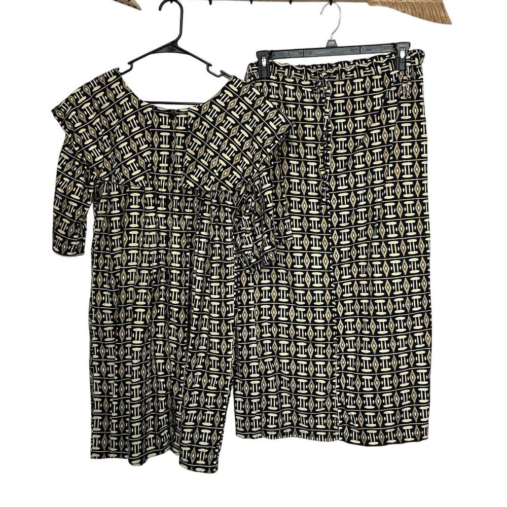 The African Village | Vintage Black Yellow Dress & Skirt Set One Size